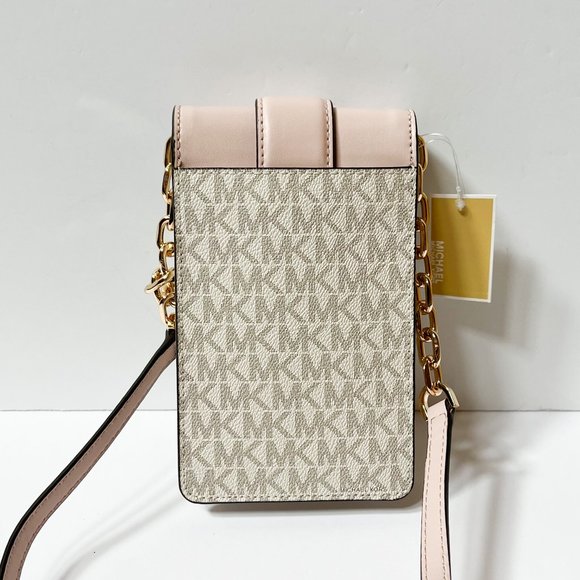 Michael Kors Carmen Small MINI Phone Crossbody Bag MK Vanilla Pink - Picture 3 of 8